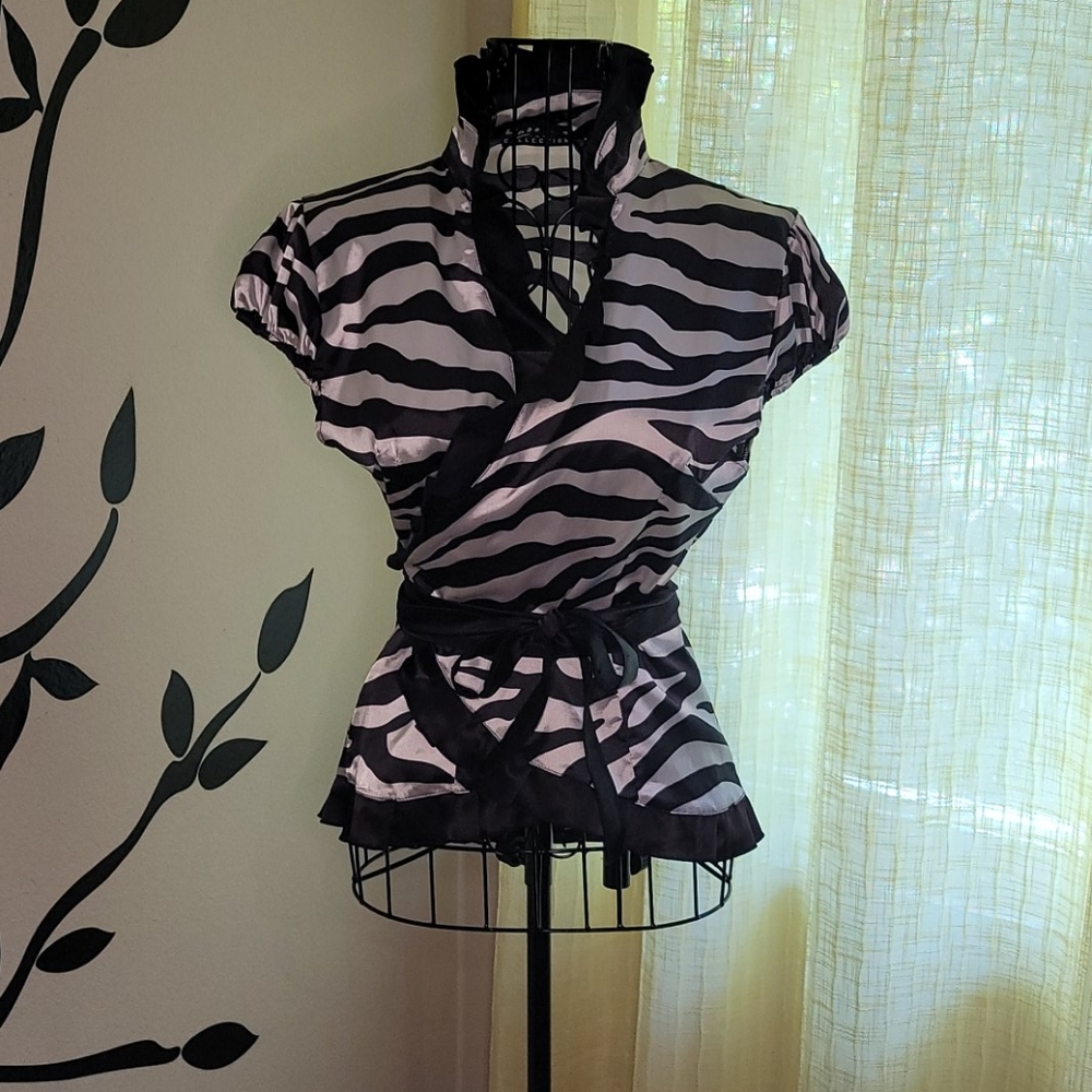 Black and white silky top